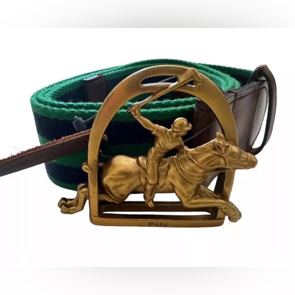 Polo Ralph Lauren EQUESTRIAN STIRRUP BUCKLE Stripe Belt NWT